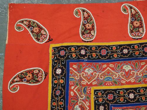 ANTIQUE PERSIAN RASHT EMBROIDERY SILK FELT APPLIQUE WORK CIRCA 1900 - ADDITIONAL PHOTO 6