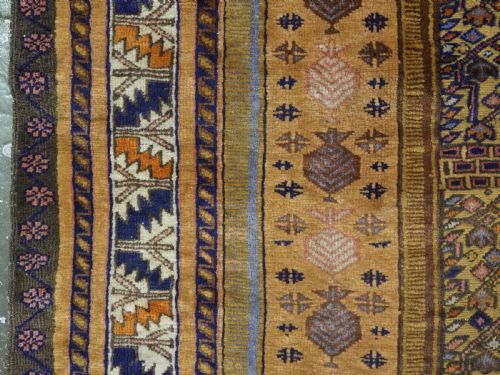 VINTAGE AFGHAN TAIMANI SISTAN BALUCH PRAYER RUG MIXED TECHNIQUE CAMEL WOOL CIRCA 1930 - ADDITIONAL PHOTO 5