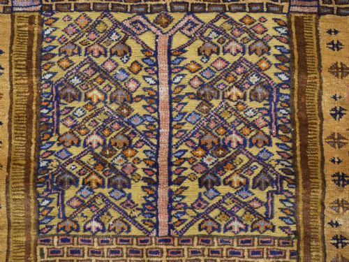 VINTAGE AFGHAN TAIMANI SISTAN BALUCH PRAYER RUG MIXED TECHNIQUE CAMEL WOOL CIRCA 1930 - ADDITIONAL PHOTO 8