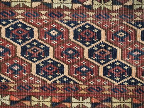 ANTIQUE ERSARI TURKMEN TORBA FACE POSSIBLY SARYK WITH SCHEMLE GUL DESIGN CIRCA 1870 - ADDITIONAL PHOTO 6