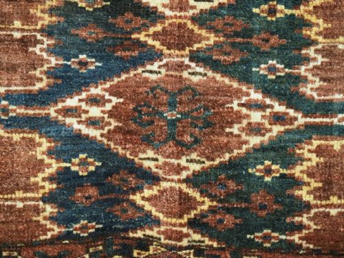 ANTIQUE ERSARI BESHIR TURKMEN TORBA WITH IKAT DESIGN CIRCA 1890 - ADDITIONAL PHOTO 5