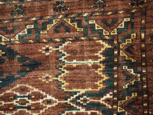 ANTIQUE ERSARI BESHIR TURKMEN TORBA WITH IKAT DESIGN CIRCA 1890 - ADDITIONAL PHOTO 6