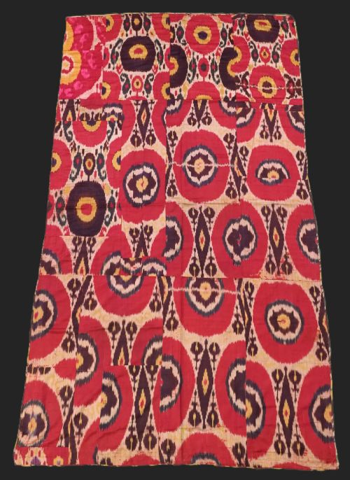 Antique Uzbek Silk Ikat Fabric Panel, Circa 1900 or Earlier.