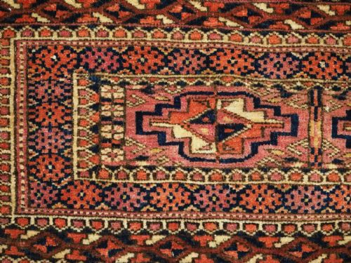 ANTIQUE TEKKE TURKMEN TORBA FACE WITH FOUR CHUVAL GULS CIRCA 1880 - ADDITIONAL PHOTO 5