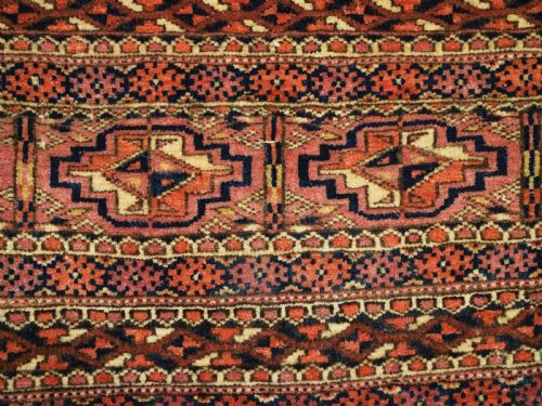 ANTIQUE TEKKE TURKMEN TORBA FACE WITH FOUR CHUVAL GULS CIRCA 1880 - ADDITIONAL PHOTO 6
