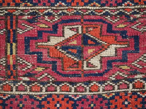 ANTIQUE TEKKE TURKMEN TORBA FACE WITH FOUR CHUVAL GULS CIRCA 1880 - ADDITIONAL PHOTO 10