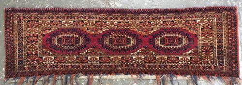 ANTIQUE TEKKE TURKMEN TORBA FACE WITH THREE 'SALOR' GULS CIRCA 1880 - ADDITIONAL PHOTO 1