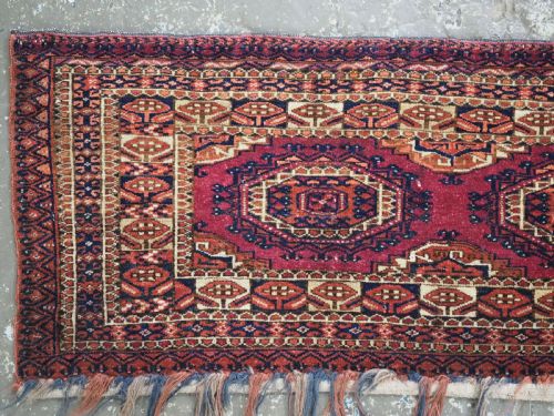 ANTIQUE TEKKE TURKMEN TORBA FACE WITH THREE 'SALOR' GULS CIRCA 1880 - ADDITIONAL PHOTO 2
