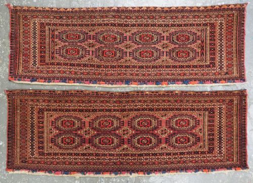 A PAIR OF ANTIQUE TEKKE TURKMEN TORBA FACES WITH 'SALOR' GULS CIRCA 1880 - ADDITIONAL PHOTO 1