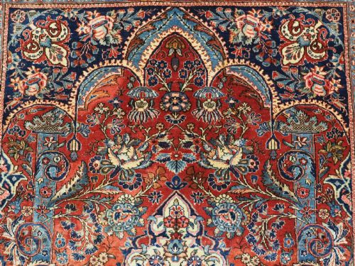 ANTIQUE PERSIAN KASHAN PRAYER RUG WITH SUPERB FLORAL DESIGN CIRCA 1920 - ADDITIONAL PHOTO 8