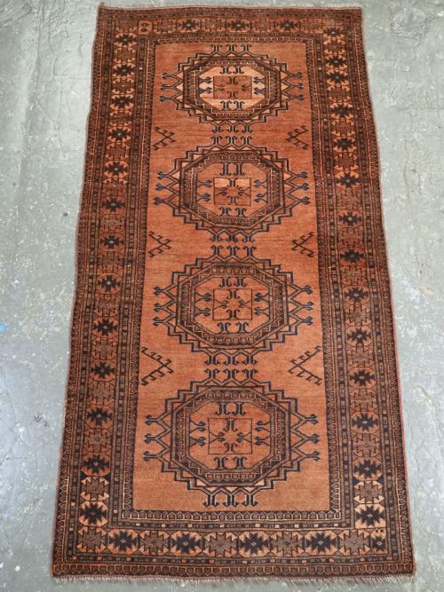 ANTIQUE AFGHAN ERSARI TURKMEN LONG RUG LARGE TURRETED GUL DESIGN CIRCA 1900 - ADDITIONAL PHOTO 1