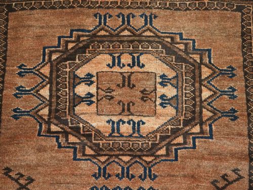 ANTIQUE AFGHAN ERSARI TURKMEN LONG RUG LARGE TURRETED GUL DESIGN CIRCA 1900 - ADDITIONAL PHOTO 9