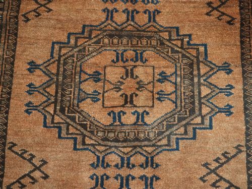 ANTIQUE AFGHAN ERSARI TURKMEN LONG RUG LARGE TURRETED GUL DESIGN CIRCA 1900 - ADDITIONAL PHOTO 11