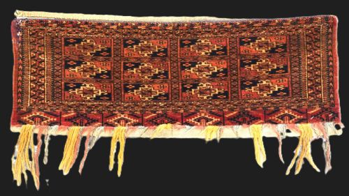 ANTIQUE TEKKE TURKMEN TORBA MAFRASH COMPLTE WITH BACK CIRCA 1880
