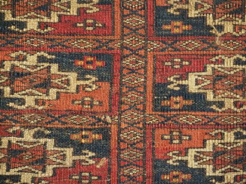 ANTIQUE TEKKE TURKMEN TORBA MAFRASH COMPLTE WITH BACK CIRCA 1880 - ADDITIONAL PHOTO 9