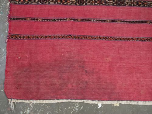 ANTIQUE TEKKE TURKMEN 'KIZIL' CHUVAL FACE FINE WEAVE CIRCA 1880 - ADDITIONAL PHOTO 3