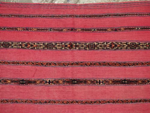ANTIQUE TEKKE TURKMEN 'KIZIL' CHUVAL FACE FINE WEAVE CIRCA 1880 - ADDITIONAL PHOTO 4