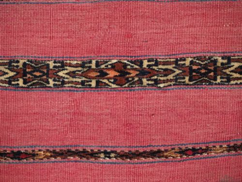 ANTIQUE TEKKE TURKMEN 'KIZIL' CHUVAL FACE FINE WEAVE CIRCA 1880 - ADDITIONAL PHOTO 5