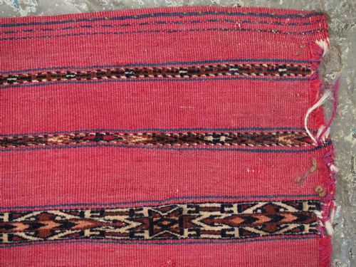 ANTIQUE TEKKE TURKMEN 'KIZIL' CHUVAL FACE FINE WEAVE CIRCA 1880 - ADDITIONAL PHOTO 6