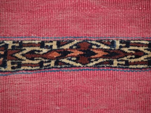ANTIQUE TEKKE TURKMEN 'KIZIL' CHUVAL FACE FINE WEAVE CIRCA 1880 - ADDITIONAL PHOTO 8