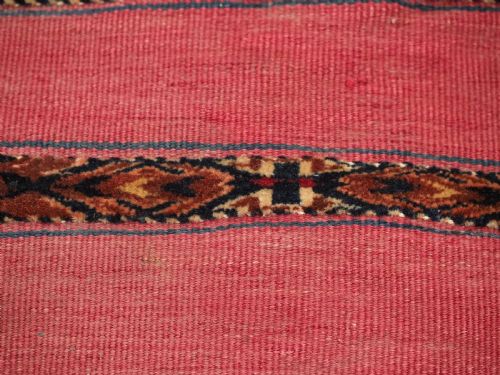 ANTIQUE TEKKE TURKMEN 'KIZIL' CHUVAL FACE FINE WEAVE CIRCA 1880 - ADDITIONAL PHOTO 9