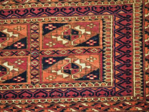 ANTIQUE TEKKE TURKMEN TORBA MAFRASH FACE WITH 'AINA GUL' DESIGN CIRCA 1880 - ADDITIONAL PHOTO 7