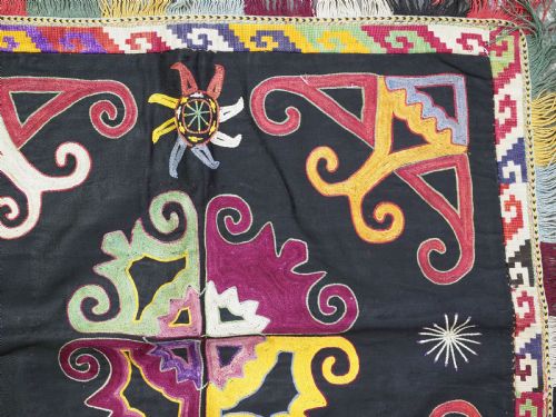 ANTIQUE UZBEK LAKAI TRIBE ILGICH DOWRY EMBROIDERY FOR WALL HANGING CIRCA 1900 - ADDITIONAL PHOTO 3