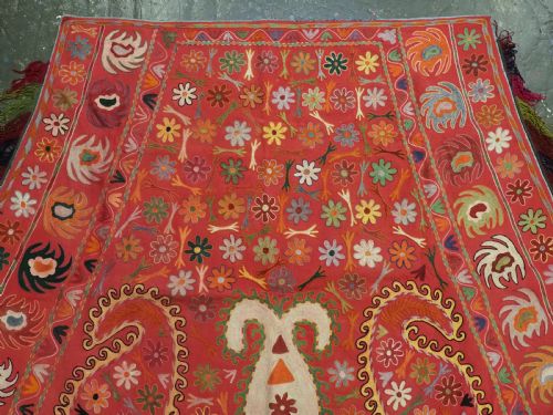 ANTIQUE UZBEK LAKAI TRIBAL EMBROIDERED HORSE COVER SADDLE RUG CIRCA 1920 - ADDITIONAL PHOTO 2