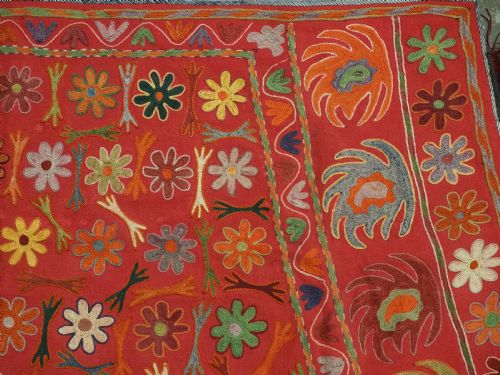 ANTIQUE UZBEK LAKAI TRIBAL EMBROIDERED HORSE COVER SADDLE RUG CIRCA 1920 - ADDITIONAL PHOTO 5