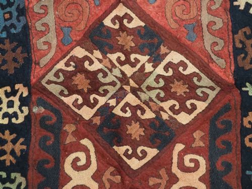 ANTIQUE CENTRAL ASIAN EMBROIDERED FELT RUG UZBEK LAKAI TRIBAL RUG CIRCA 1900 - ADDITIONAL PHOTO 11