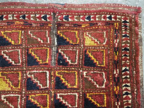 ANTIQUE ERSARI TURKMEN SADDLE COVER RUG GREAT DESIGN CIRCA 1900 - ADDITIONAL PHOTO 3