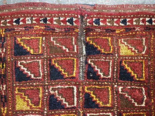 ANTIQUE ERSARI TURKMEN SADDLE COVER RUG GREAT DESIGN CIRCA 1900 - ADDITIONAL PHOTO 5