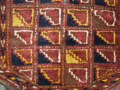 ANTIQUE ERSARI TURKMEN SADDLE COVER RUG GREAT DESIGN CIRCA 1900 - ADDITIONAL PHOTO 6