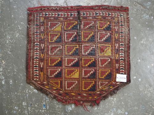 ANTIQUE ERSARI TURKMEN SADDLE COVER RUG GREAT DESIGN CIRCA 1900 - ADDITIONAL PHOTO 7