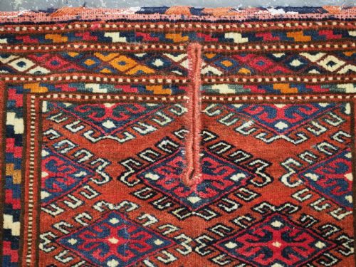 ANTIQUE YOMUT TURKMEN SADDLE COVER RUG WITH CLASSIC DESIGN CIRCA 1920 - ADDITIONAL PHOTO 5