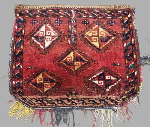 ANTIQUE TRIBAL SADDLE RUG COVER FROM UZBEKISTAN SCARCE EXAMPLE CIRCA 1900