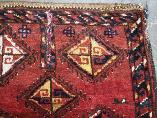 ANTIQUE TRIBAL SADDLE RUG COVER FROM UZBEKISTAN SCARCE EXAMPLE CIRCA 1900 - ADDITIONAL PHOTO 2