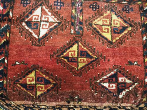 ANTIQUE TRIBAL SADDLE RUG COVER FROM UZBEKISTAN SCARCE EXAMPLE CIRCA 1900 - ADDITIONAL PHOTO 3