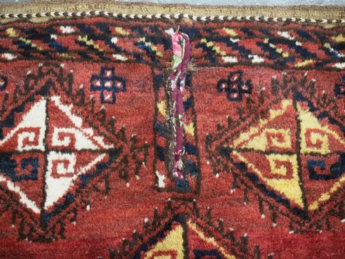 ANTIQUE TRIBAL SADDLE RUG COVER FROM UZBEKISTAN SCARCE EXAMPLE CIRCA 1900 - ADDITIONAL PHOTO 6