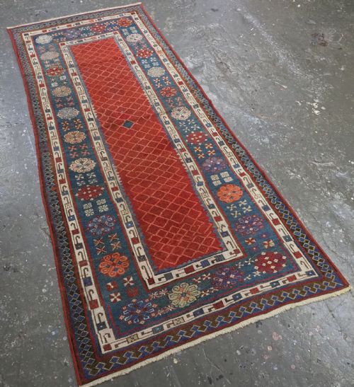 ANTIQUE CAUCASIAN TALISH LONG RUG RUNNER LATTICE DESIGN CIRCA 1880 - ADDITIONAL PHOTO 1