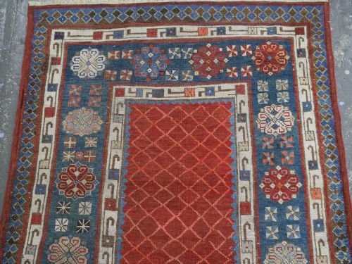ANTIQUE CAUCASIAN TALISH LONG RUG RUNNER LATTICE DESIGN CIRCA 1880 - ADDITIONAL PHOTO 2