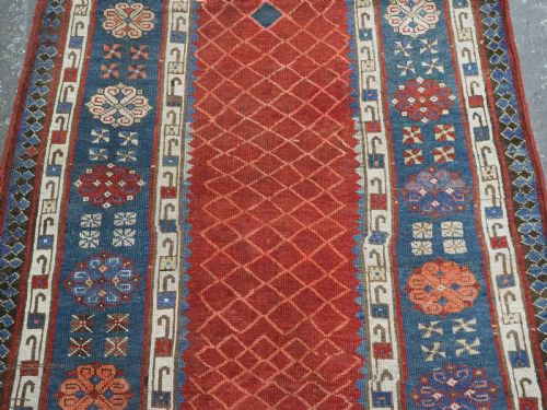 ANTIQUE CAUCASIAN TALISH LONG RUG RUNNER LATTICE DESIGN CIRCA 1880 - ADDITIONAL PHOTO 4