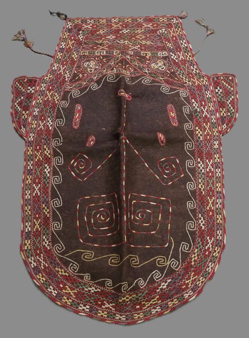 ANTIQUE YOMUT TURKMEN EMBROIDERED CEREMONIAL FELT HORSE BLANKET CIRCA 1900