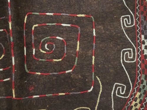 ANTIQUE YOMUT TURKMEN EMBROIDERED CEREMONIAL FELT HORSE BLANKET CIRCA 1900 - ADDITIONAL PHOTO 11