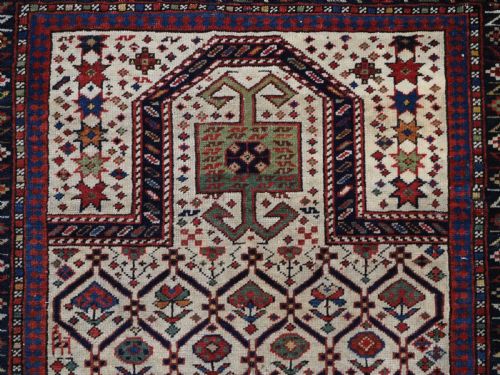 ANTIQUE CAUCASIAN DAGESTAN PRAYER RUG FLORAL LATTICE DESIGN ORIGINAL CONDITION CIRCA 185060 - ADDITIONAL PHOTO 7