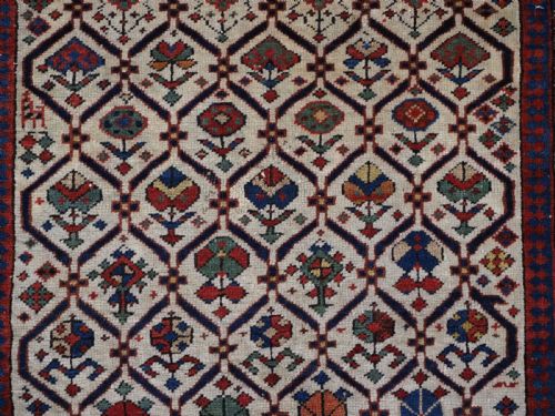 ANTIQUE CAUCASIAN DAGESTAN PRAYER RUG FLORAL LATTICE DESIGN ORIGINAL CONDITION CIRCA 185060 - ADDITIONAL PHOTO 9