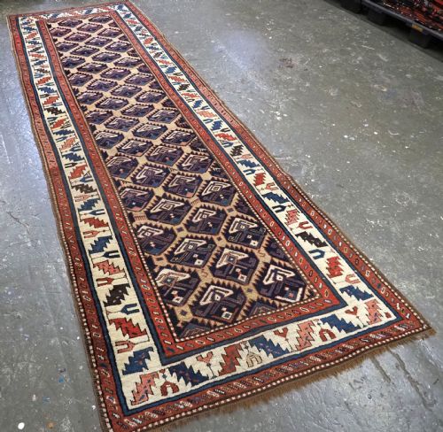 ANTIQUE CAUCASIAN GENDJE OR SHAHSAVAN RUNNER WITH LATTICE DESIGN CIRCA 1880 - ADDITIONAL PHOTO 1