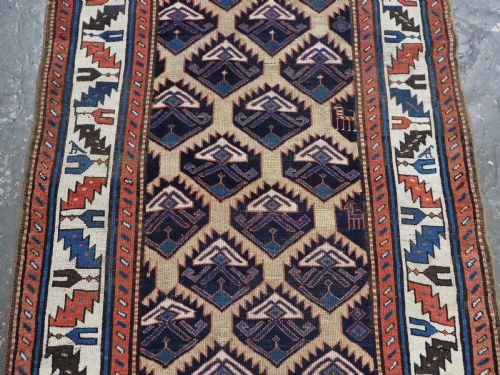 ANTIQUE CAUCASIAN GENDJE OR SHAHSAVAN RUNNER WITH LATTICE DESIGN CIRCA 1880 - ADDITIONAL PHOTO 3