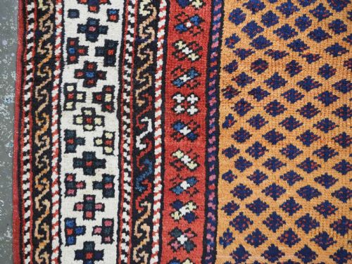 ANTIQUE TURKISH BERGAMA RUG SMALL SQUARE SIZE LATTICE DESIGN CIRCA 1900 - ADDITIONAL PHOTO 6