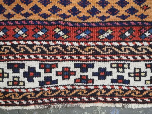 ANTIQUE TURKISH BERGAMA RUG SMALL SQUARE SIZE LATTICE DESIGN CIRCA 1900 - ADDITIONAL PHOTO 8